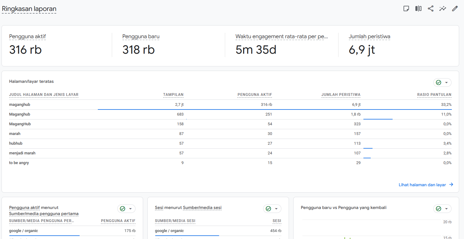 MagangHub Tracker analytics